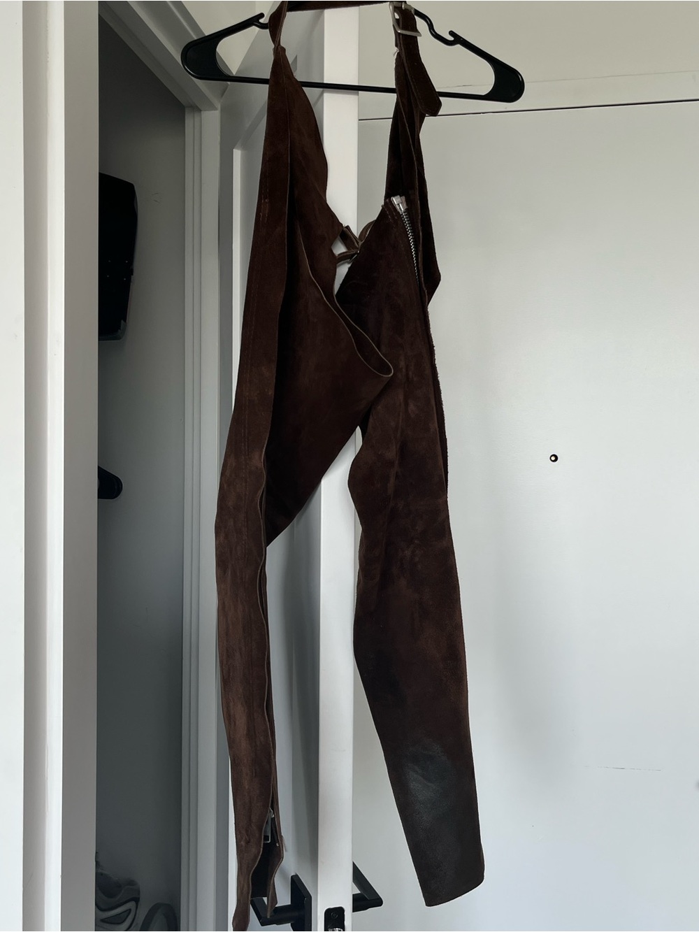 Vintage Brown Suede Straight-Leg Jumpsuit